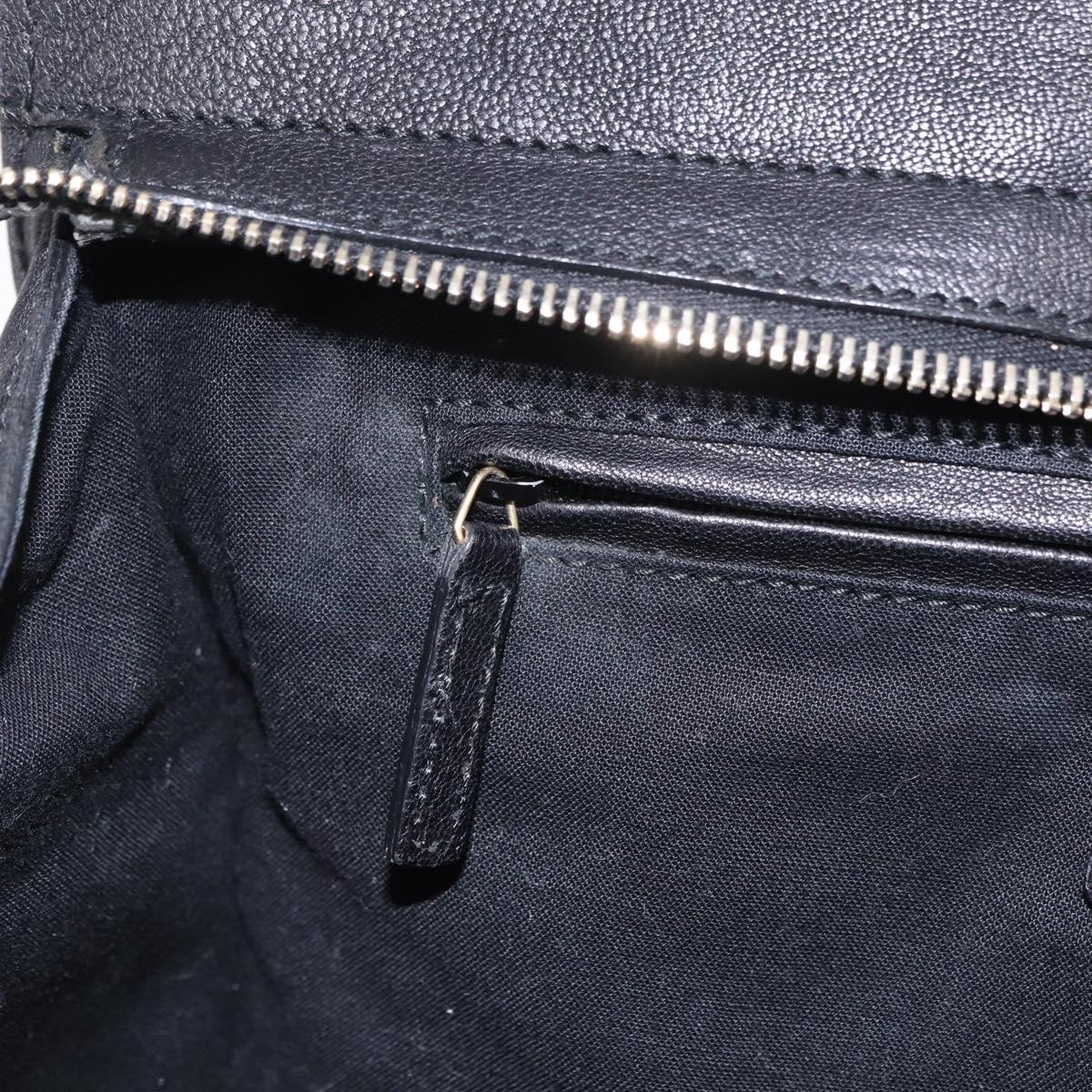 SAINT LAURENT Cabas Hand Bag Leather 2way Black Gold Auth am12406V