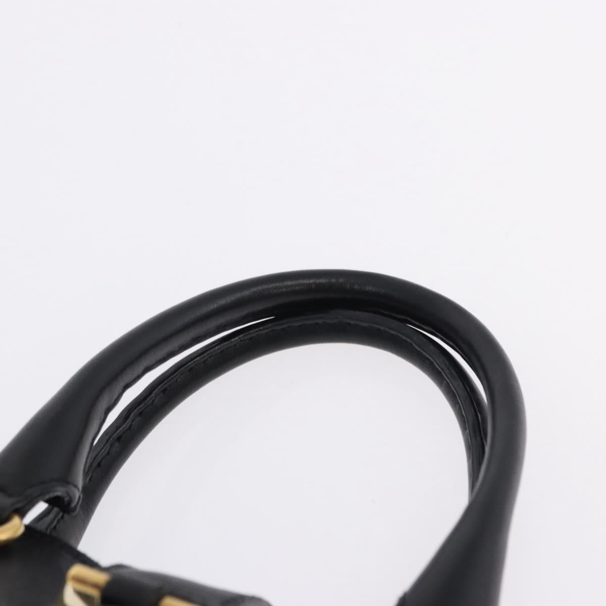 SAINT LAURENT Cabas Hand Bag Leather 2way Black Gold Auth am12406V