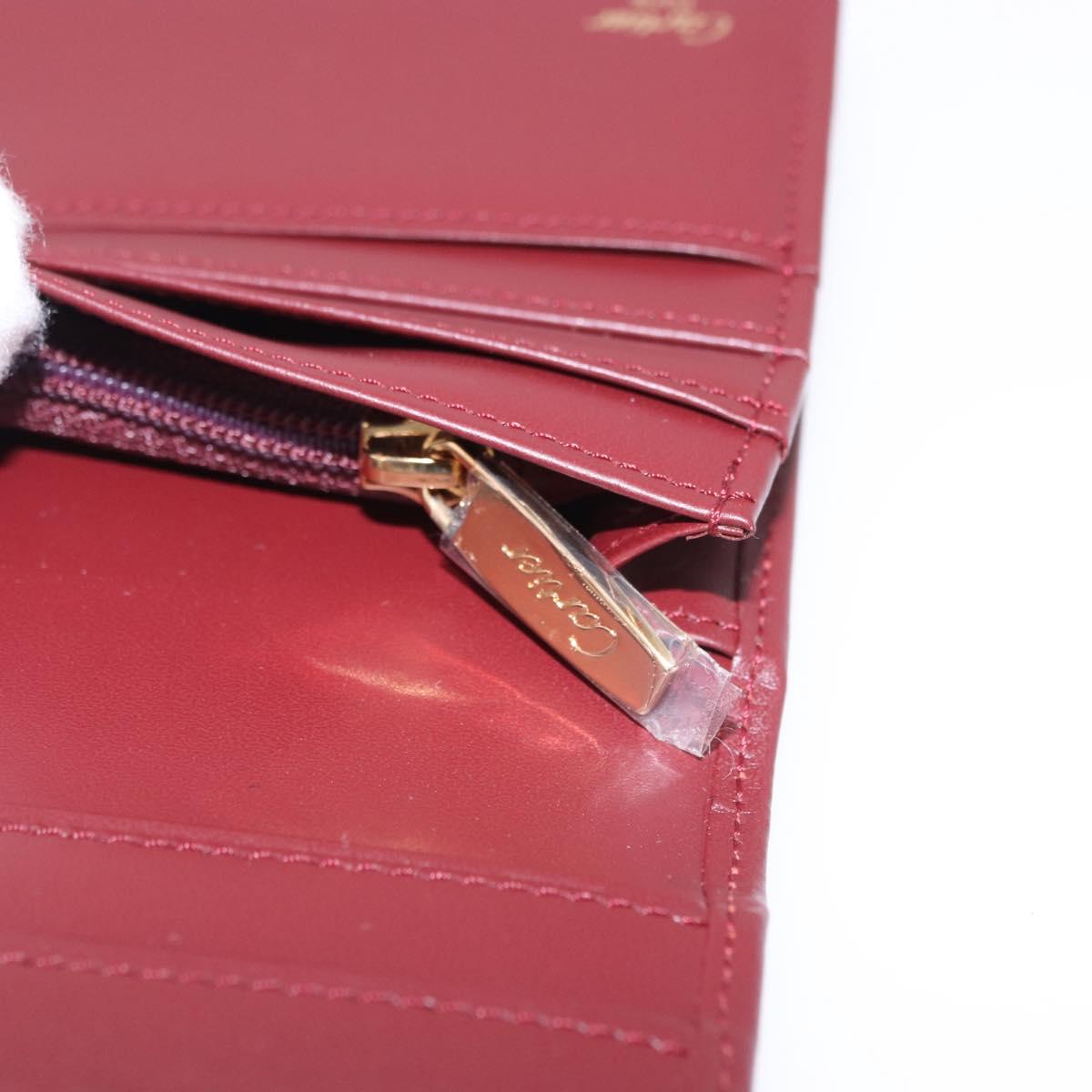 CARTIER Must Line Bifold Wallet Leather Bordeaux Gold Auth am12408V