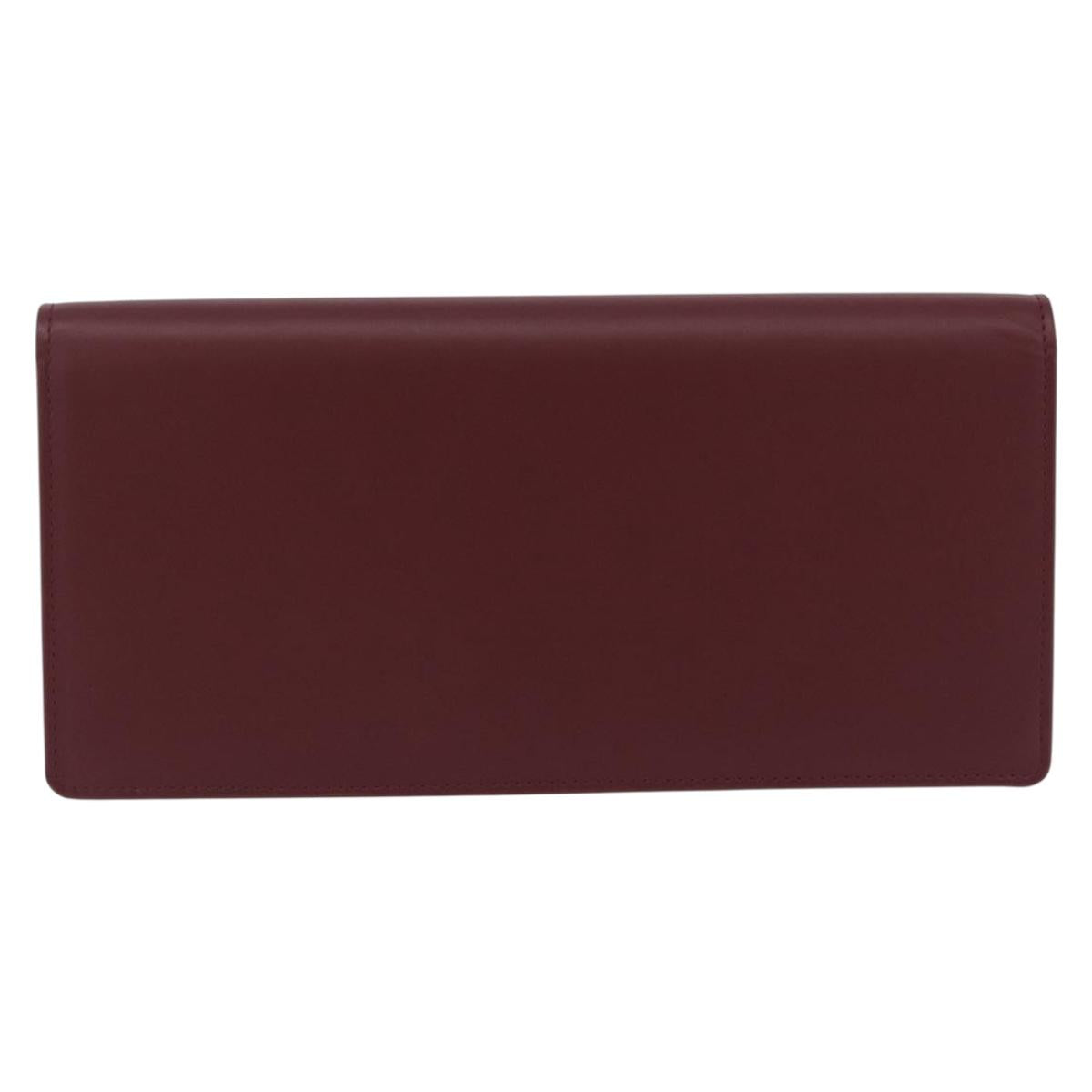 CARTIER Must Line Bifold Wallet Leather Bordeaux Gold Auth am12408V