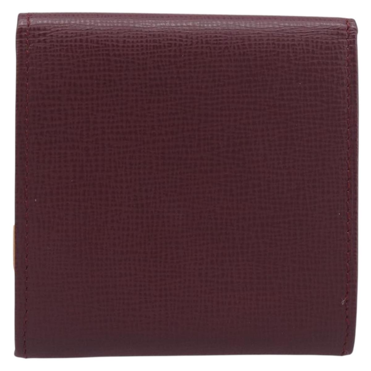 CARTIER Must Line Coin Purse Leather Bordeaux Gold Auth am12409V