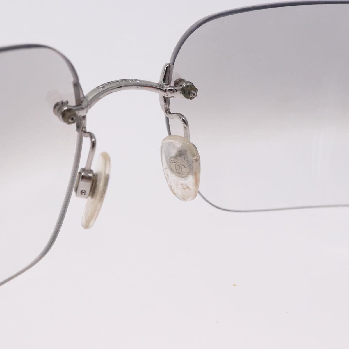 CHANEL CC Rhinestone Rimless Sunglasses metal Gray CC Auth am12410M
