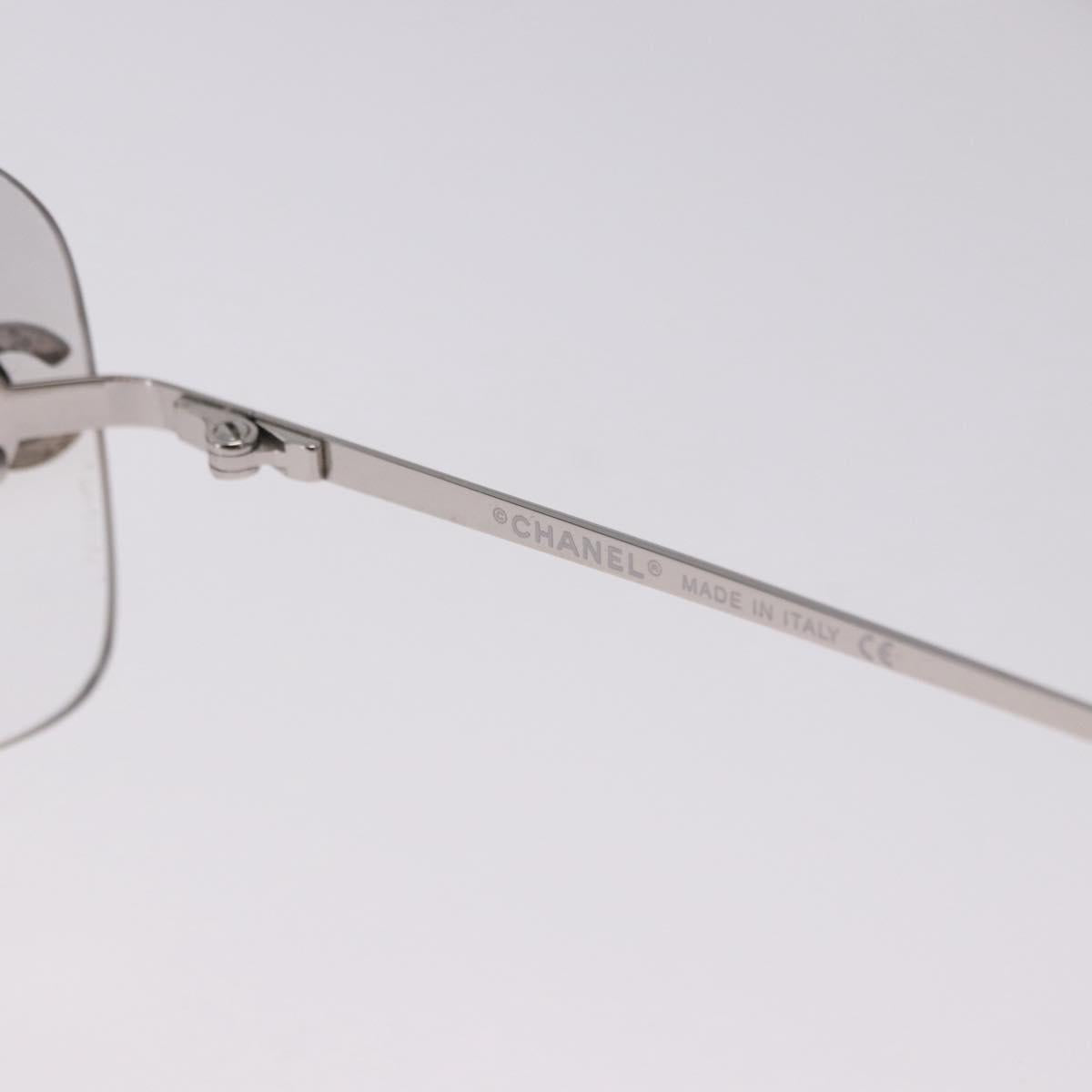 CHANEL CC Rhinestone Rimless Sunglasses metal Gray CC Auth am12410M