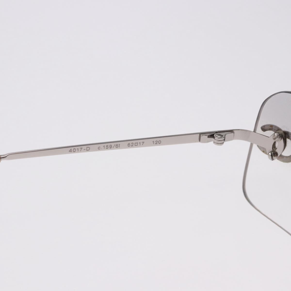 CHANEL CC Rhinestone Rimless Sunglasses metal Gray CC Auth am12410M