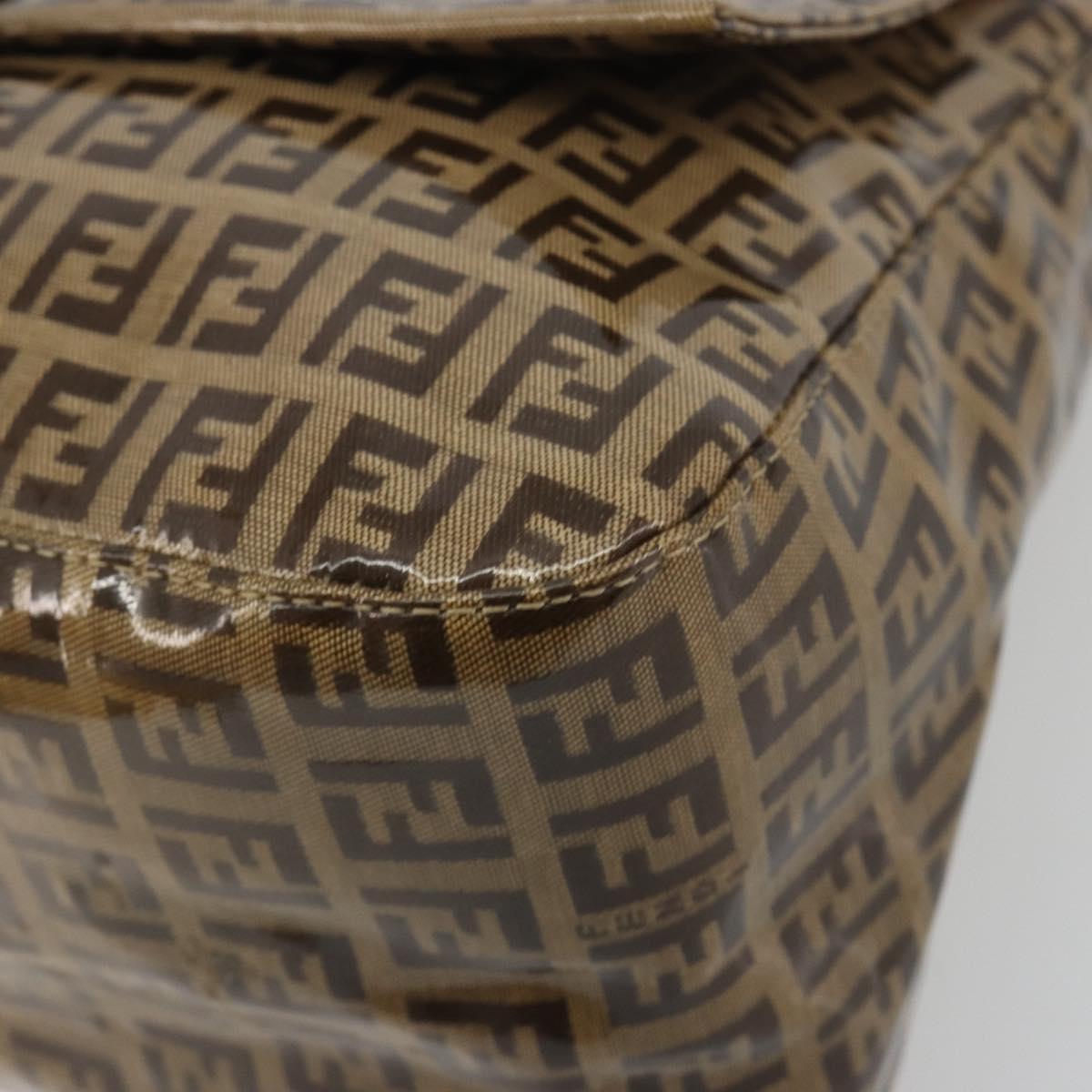 FENDI Zucchino Canvas Mamma Baguette Bag Coated Canvas Black Brown Auth am12411V