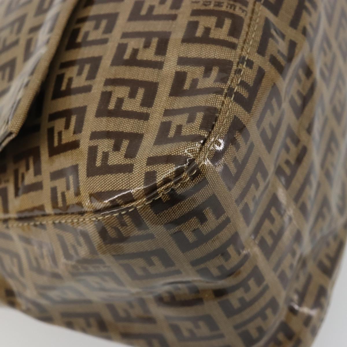 FENDI Zucchino Canvas Mamma Baguette Bag Coated Canvas Black Brown Auth am12411V