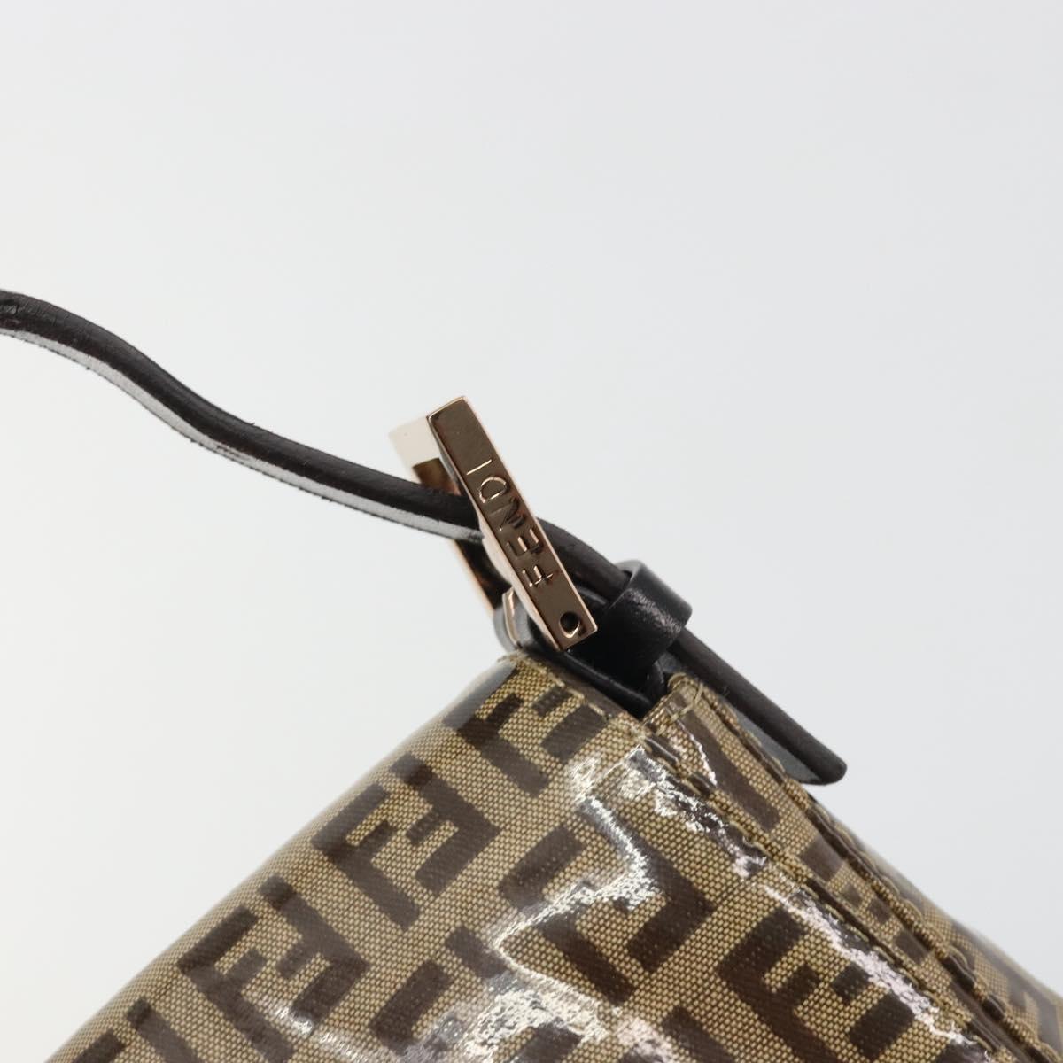 FENDI Zucchino Canvas Mamma Baguette Bag Coated Canvas Black Brown Auth am12411V