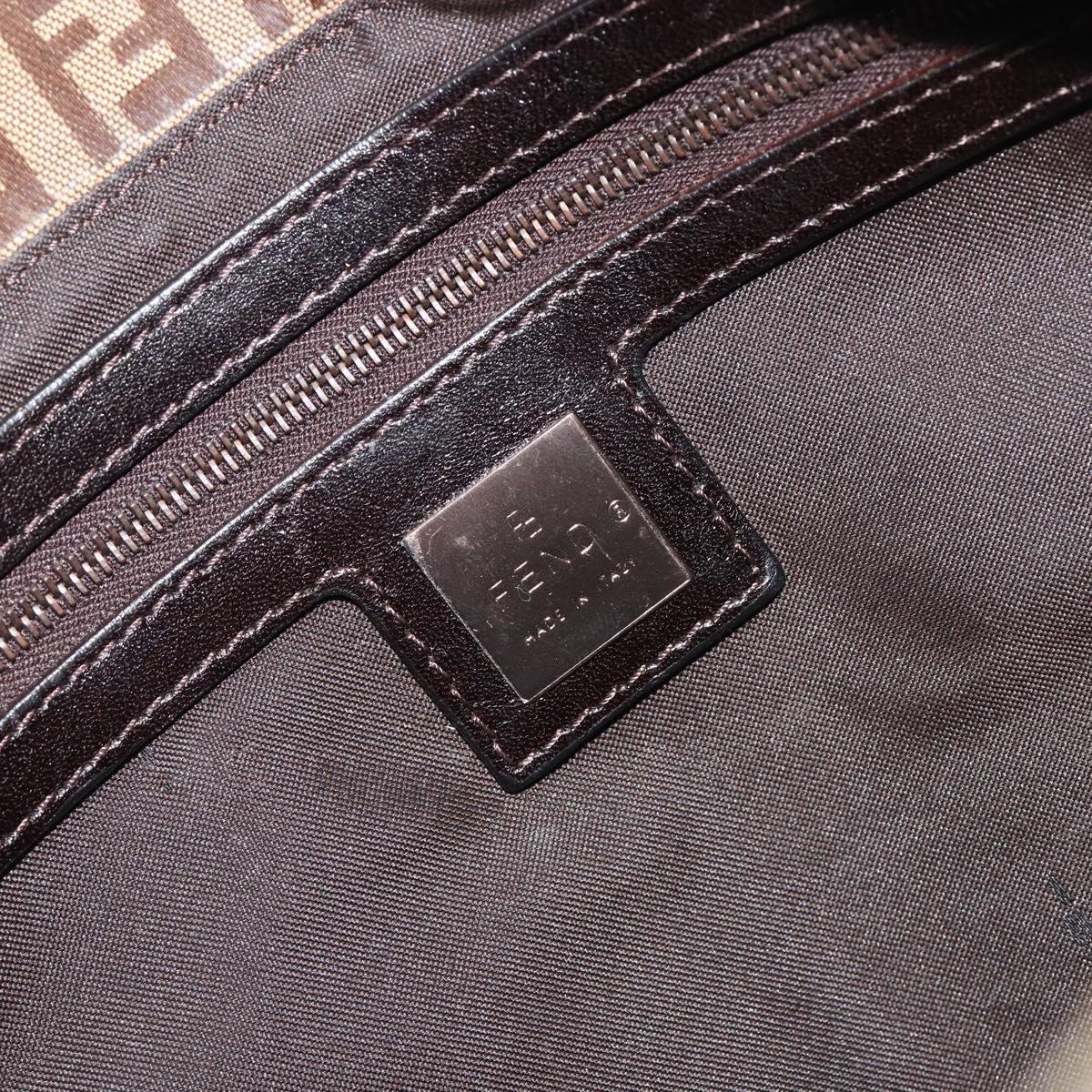 FENDI Zucchino Canvas Mamma Baguette Bag Coated Canvas Black Brown Auth am12411V