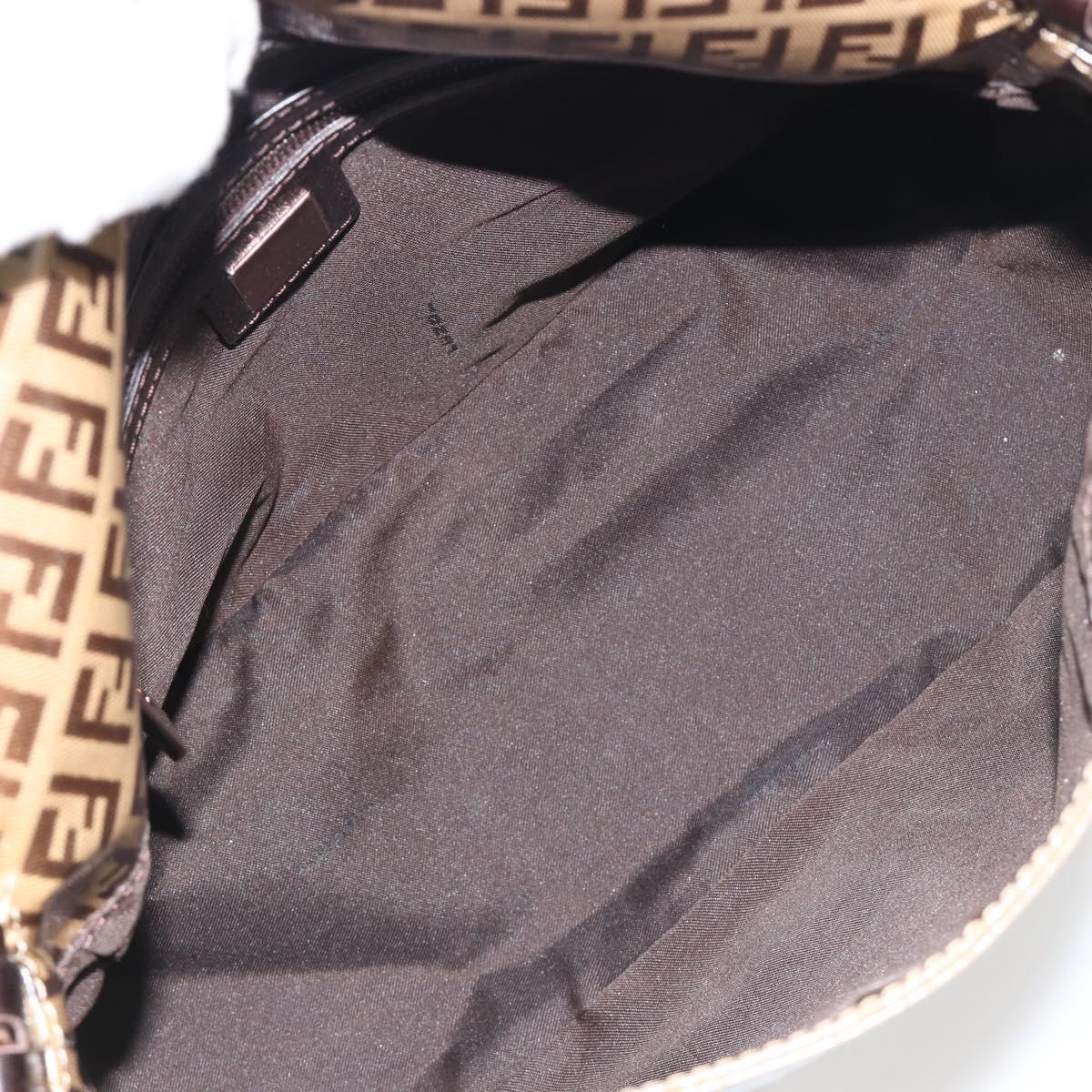FENDI Zucchino Canvas Mamma Baguette Bag Coated Canvas Black Brown Auth am12411V