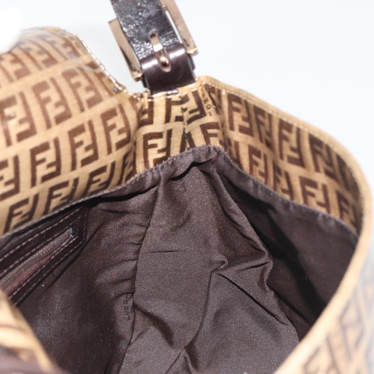 FENDI Zucchino Canvas Mamma Baguette Bag Coated Canvas Black Brown Auth am12411V