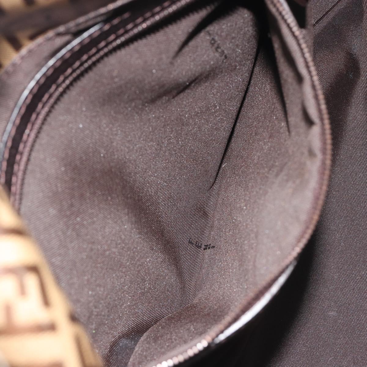 FENDI Zucchino Canvas Mamma Baguette Bag Coated Canvas Black Brown Auth am12411V