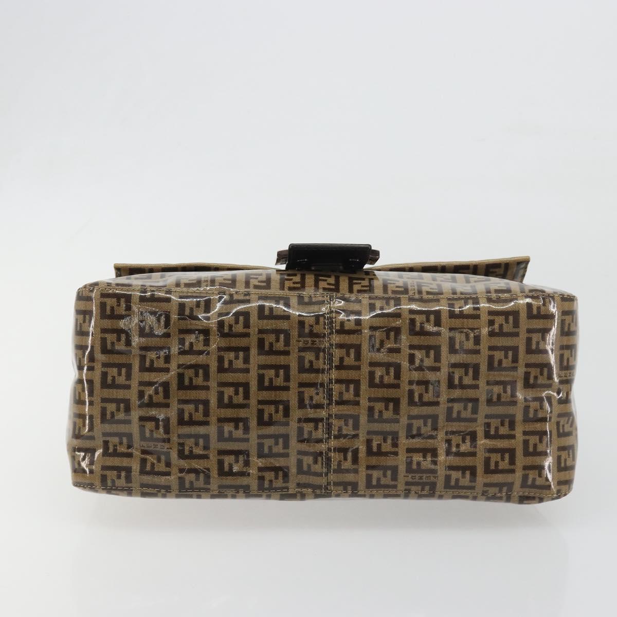 FENDI Zucchino Canvas Mamma Baguette Bag Coated Canvas Black Brown Auth am12411V