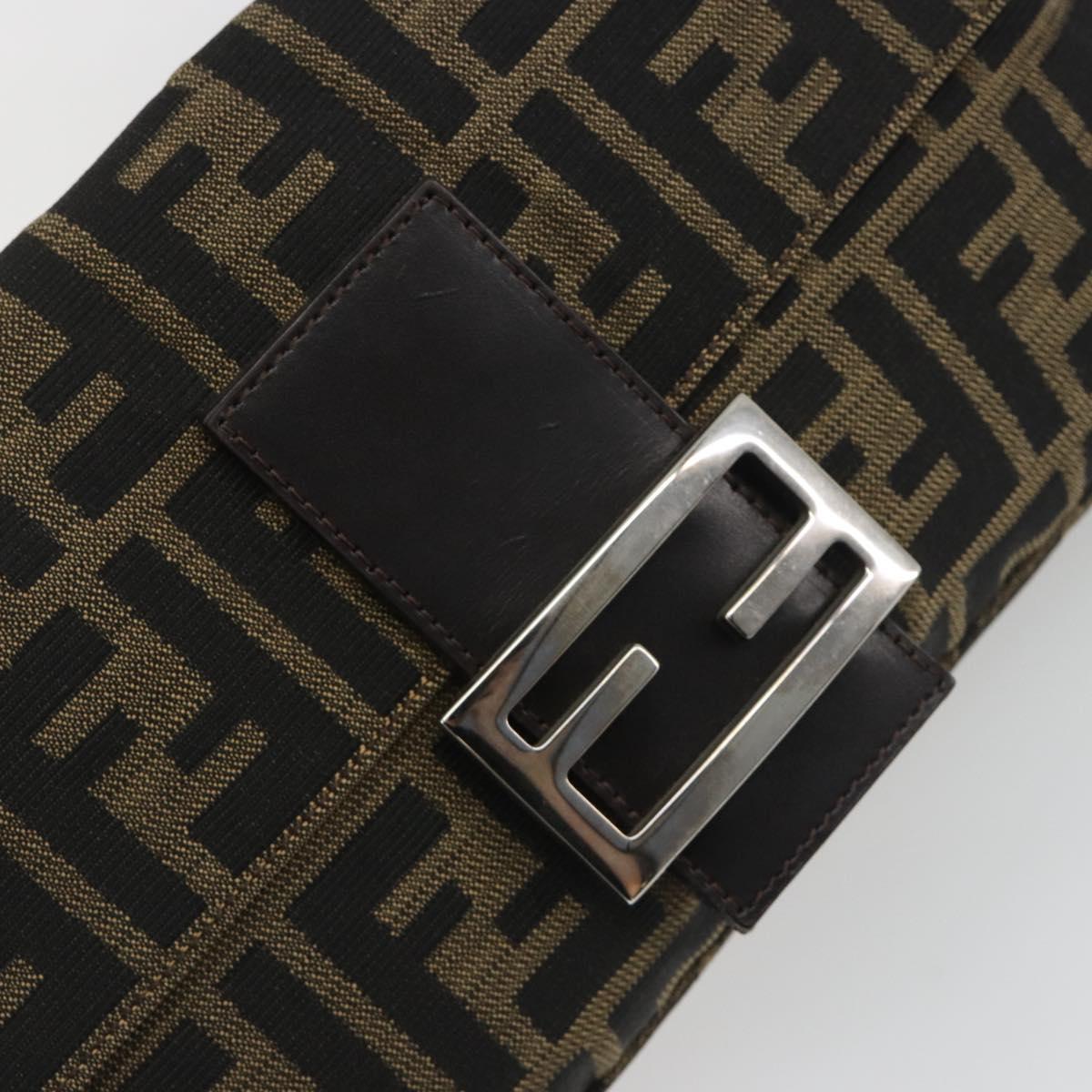 FENDI Zucca Canvas Mamma Baguette Shoulder Bag Brown Black Auth am12413V