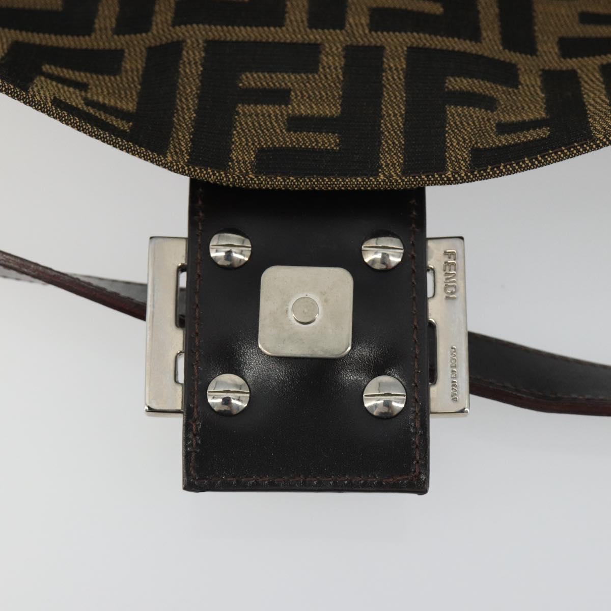 FENDI Zucca Canvas Mamma Baguette Shoulder Bag Brown Black Auth am12413V