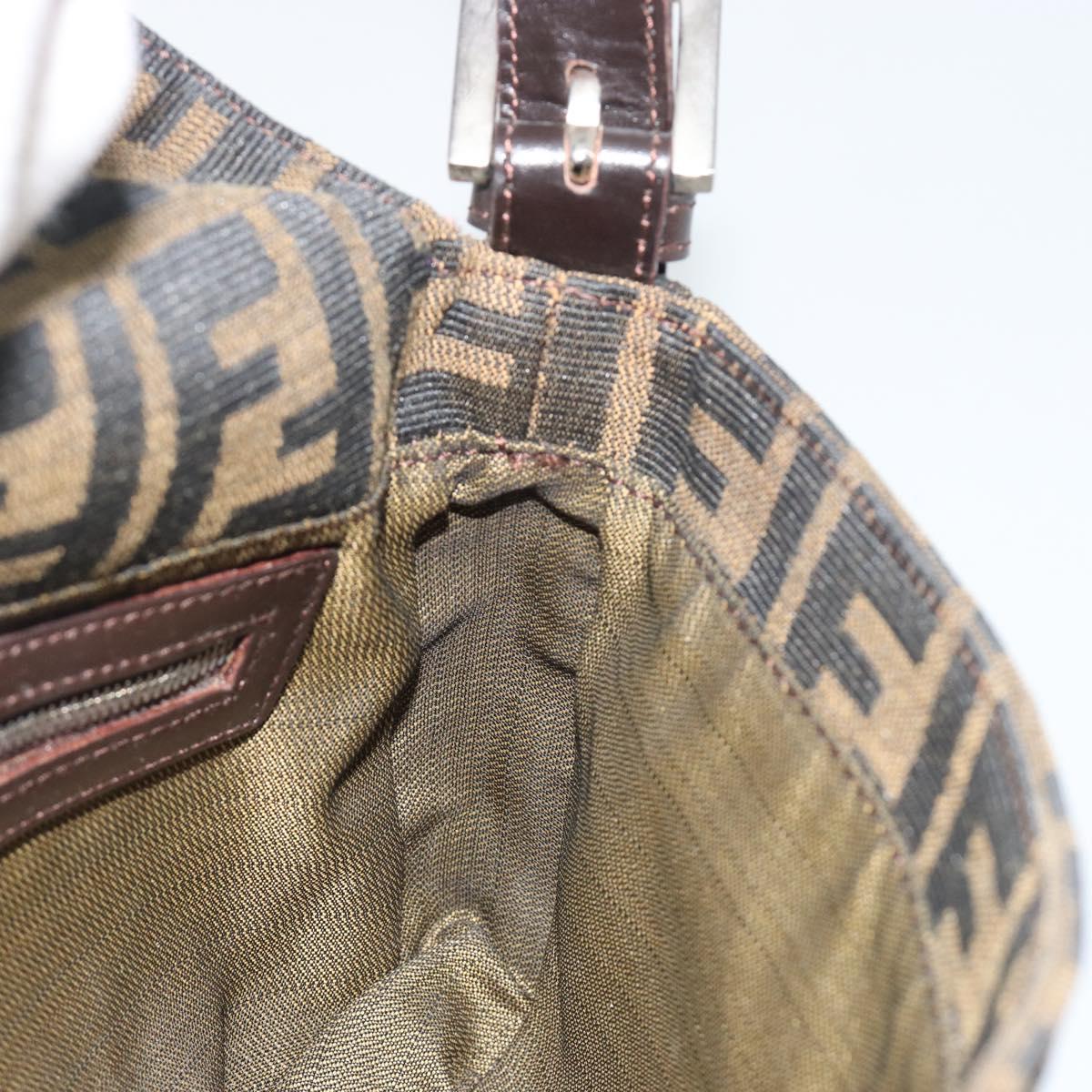 FENDI Zucca Canvas Mamma Baguette Shoulder Bag Brown Black Auth am12413V