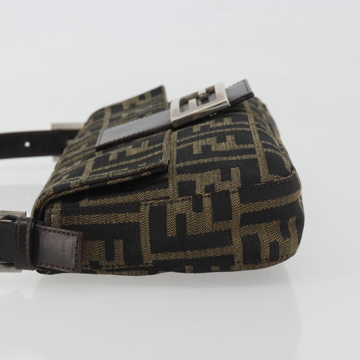 FENDI Zucca Canvas Mamma Baguette Shoulder Bag Brown Black Auth am12413V
