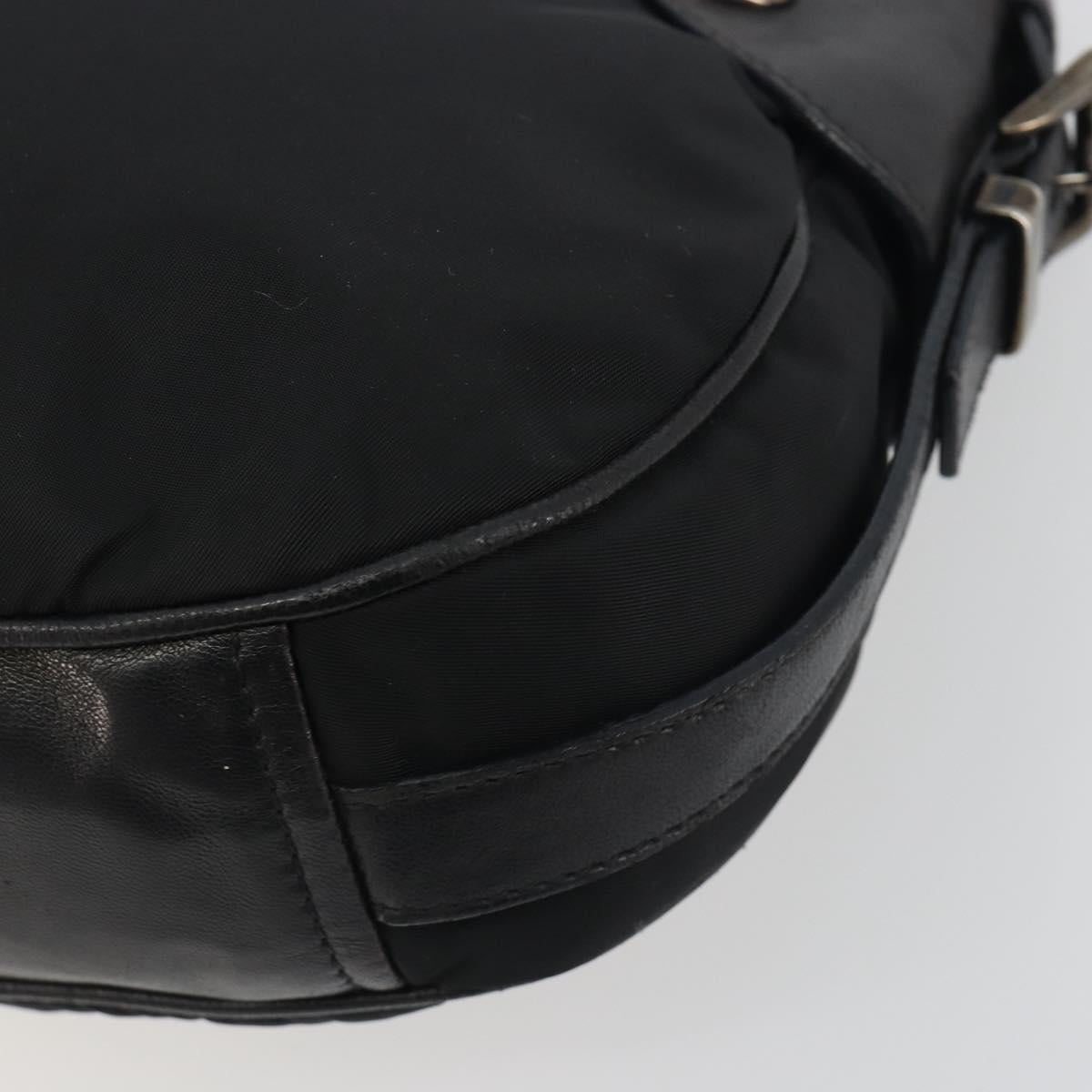 PRADA Shoulder Bag Nylon Leather Black Silver Auth am12415V