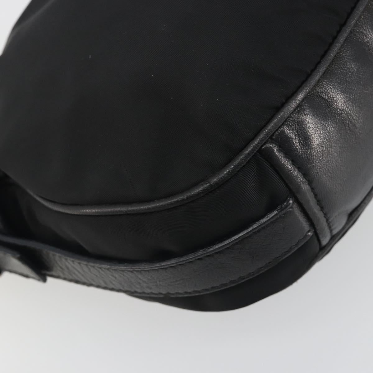 PRADA Shoulder Bag Nylon Leather Black Silver Auth am12415V