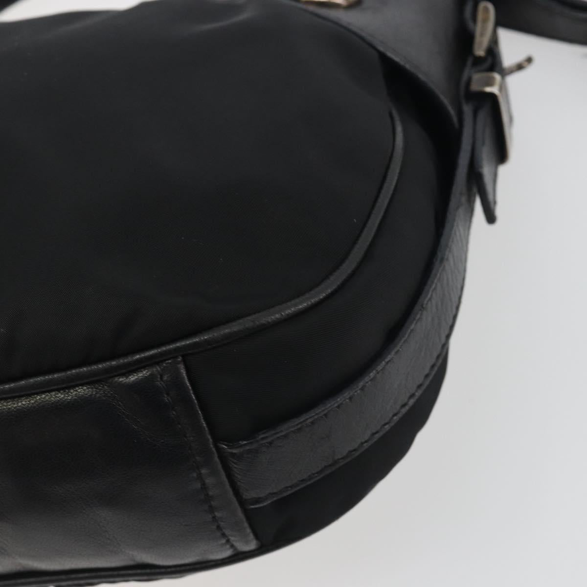 PRADA Shoulder Bag Nylon Leather Black Silver Auth am12415V