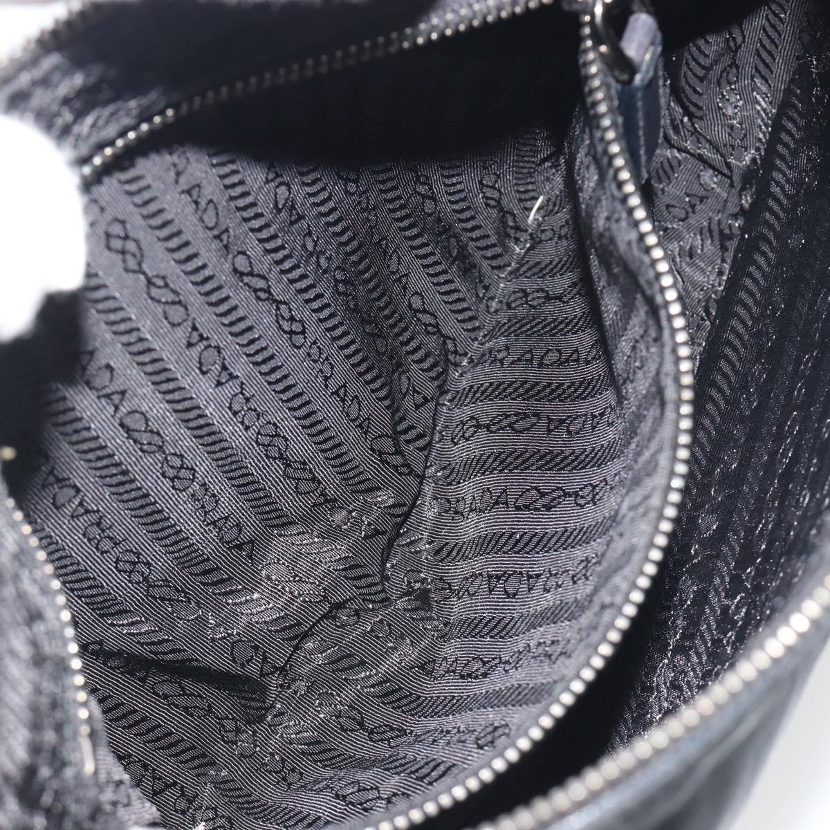 PRADA Shoulder Bag Nylon Leather Black Silver Auth am12415V