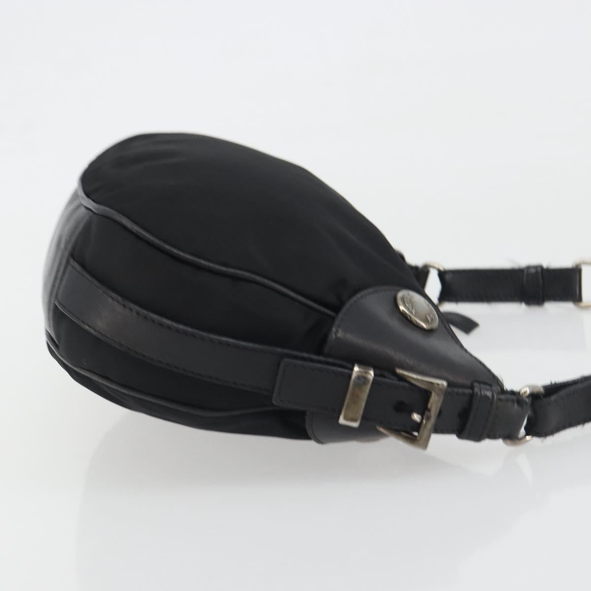PRADA Shoulder Bag Nylon Leather Black Silver Auth am12415V