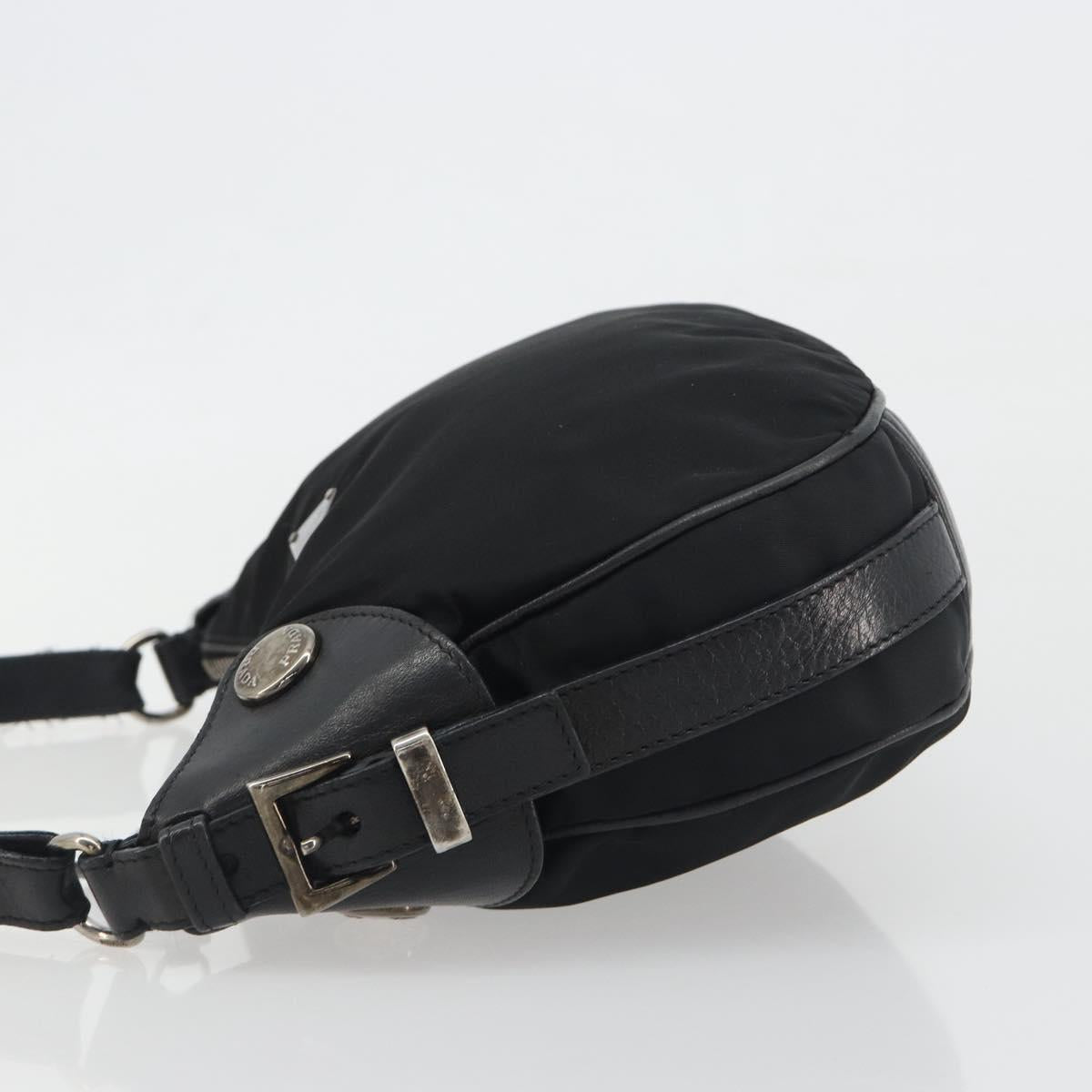 PRADA Shoulder Bag Nylon Leather Black Silver Auth am12415V