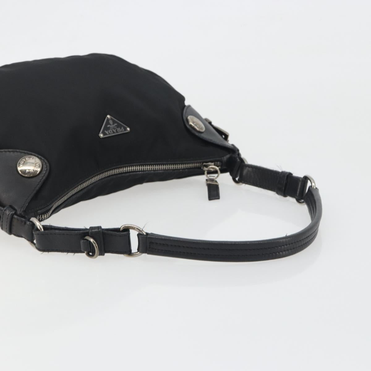 PRADA Shoulder Bag Nylon Leather Black Silver Auth am12415V