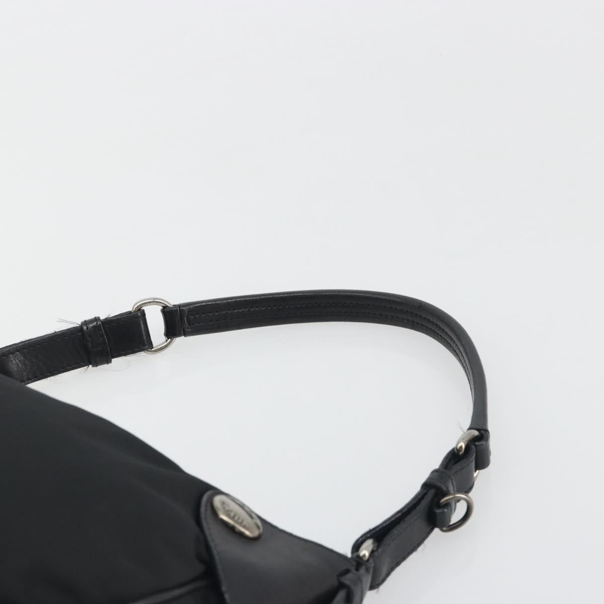 PRADA Shoulder Bag Nylon Leather Black Silver Auth am12415V