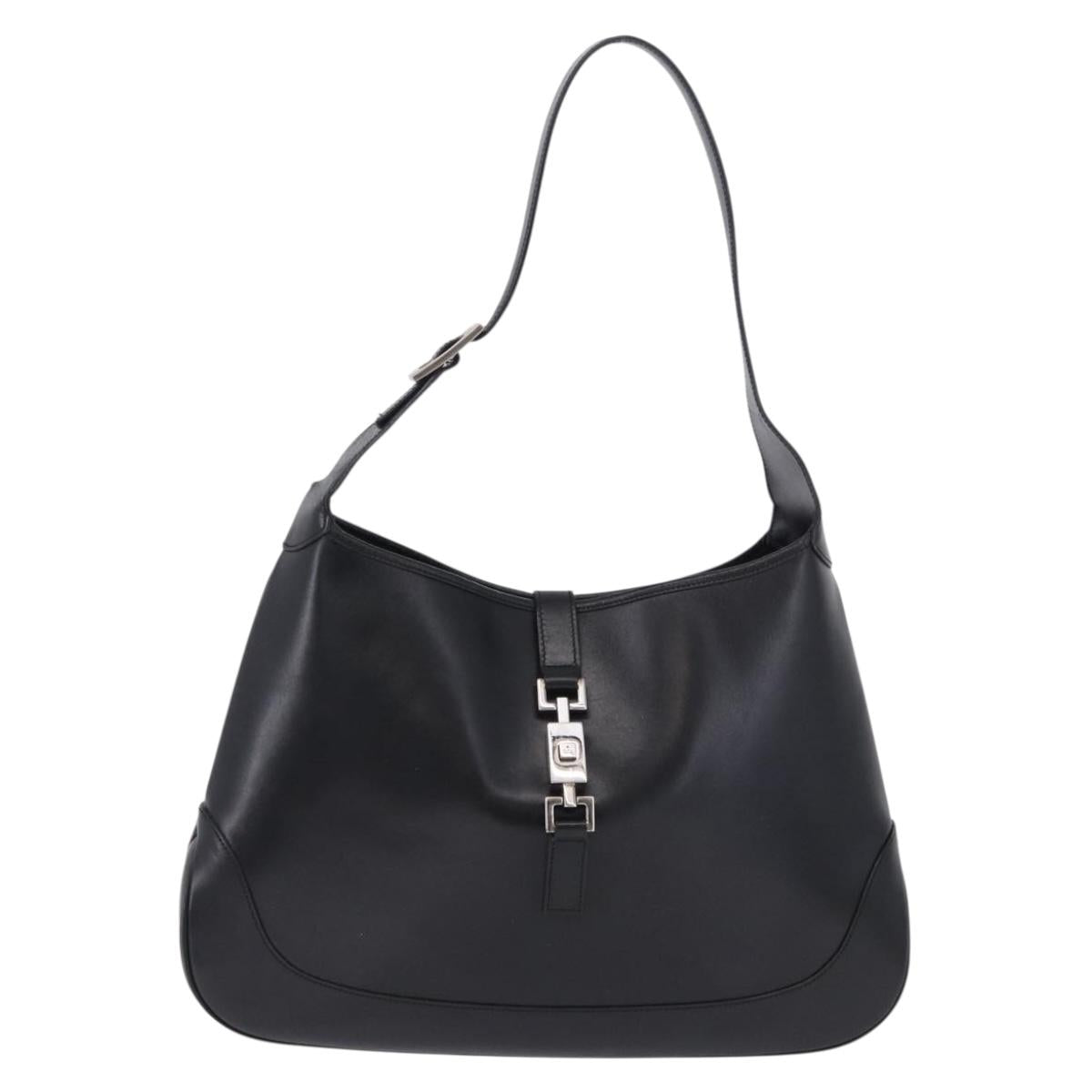 GUCCI Jackie Shoulder Bag Leather Black Silver 001 3346 Auth am12416V