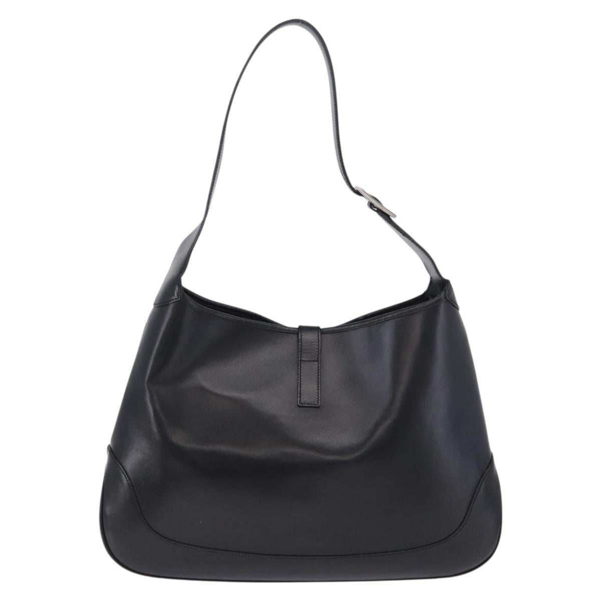 GUCCI Jackie Shoulder Bag Leather Black Silver 001 3346 Auth am12416V