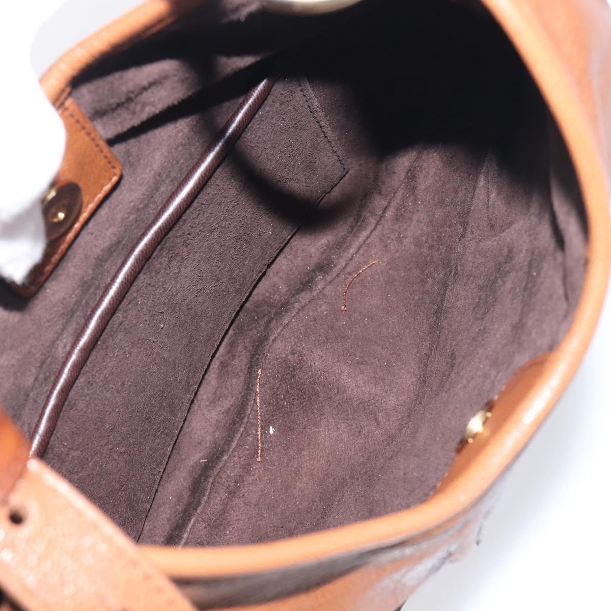 SAINT LAURENT Strawpe Shoulder Bag Leather Beige Gold 122244 Auth am12417V