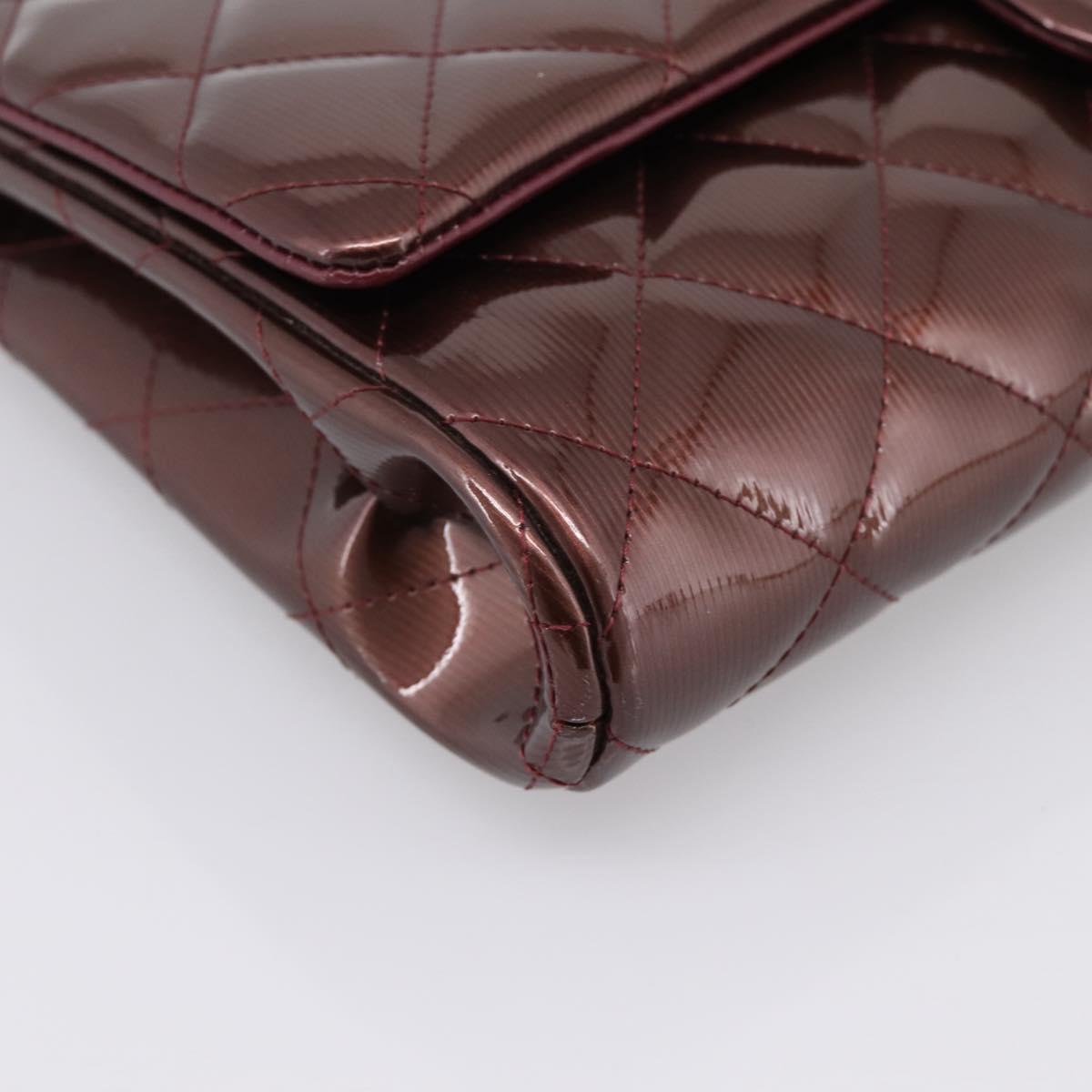 CHANEL Matelasse25 Chain Shoulder Bag Enamel Bordeaux Silver CC Auth am12419SAM