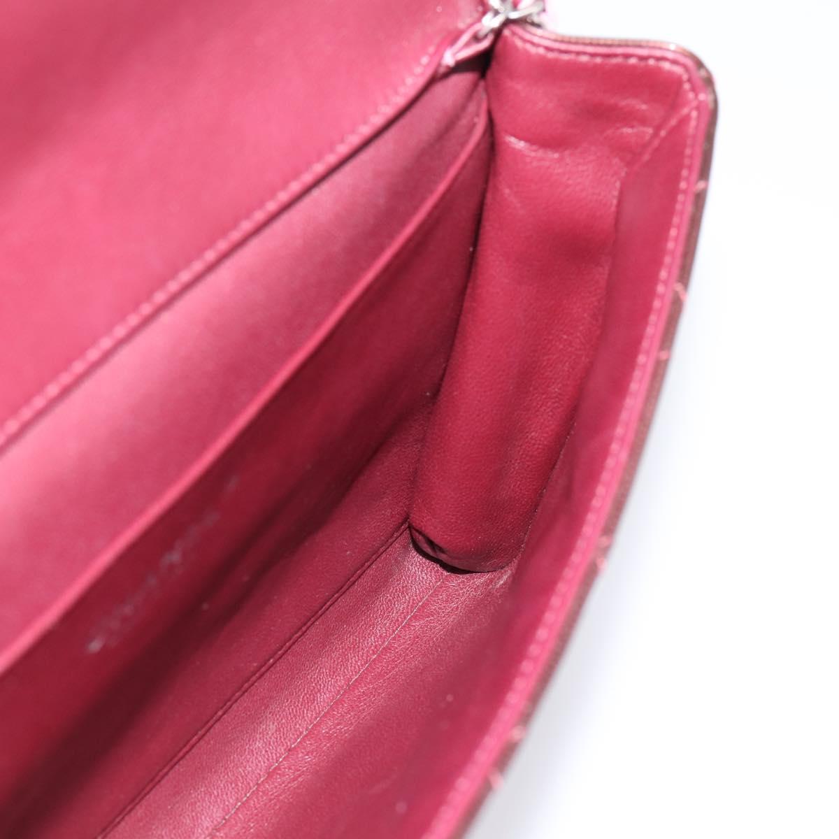 CHANEL Matelasse25 Chain Shoulder Bag Enamel Bordeaux Silver CC Auth am12419SAM