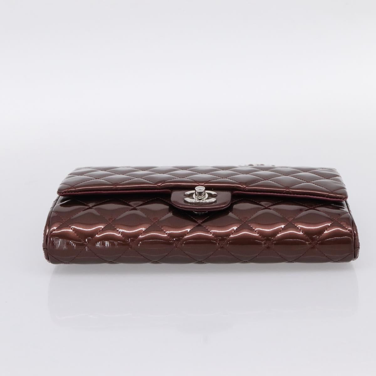 CHANEL Matelasse25 Chain Shoulder Bag Enamel Bordeaux Silver CC Auth am12419SAM