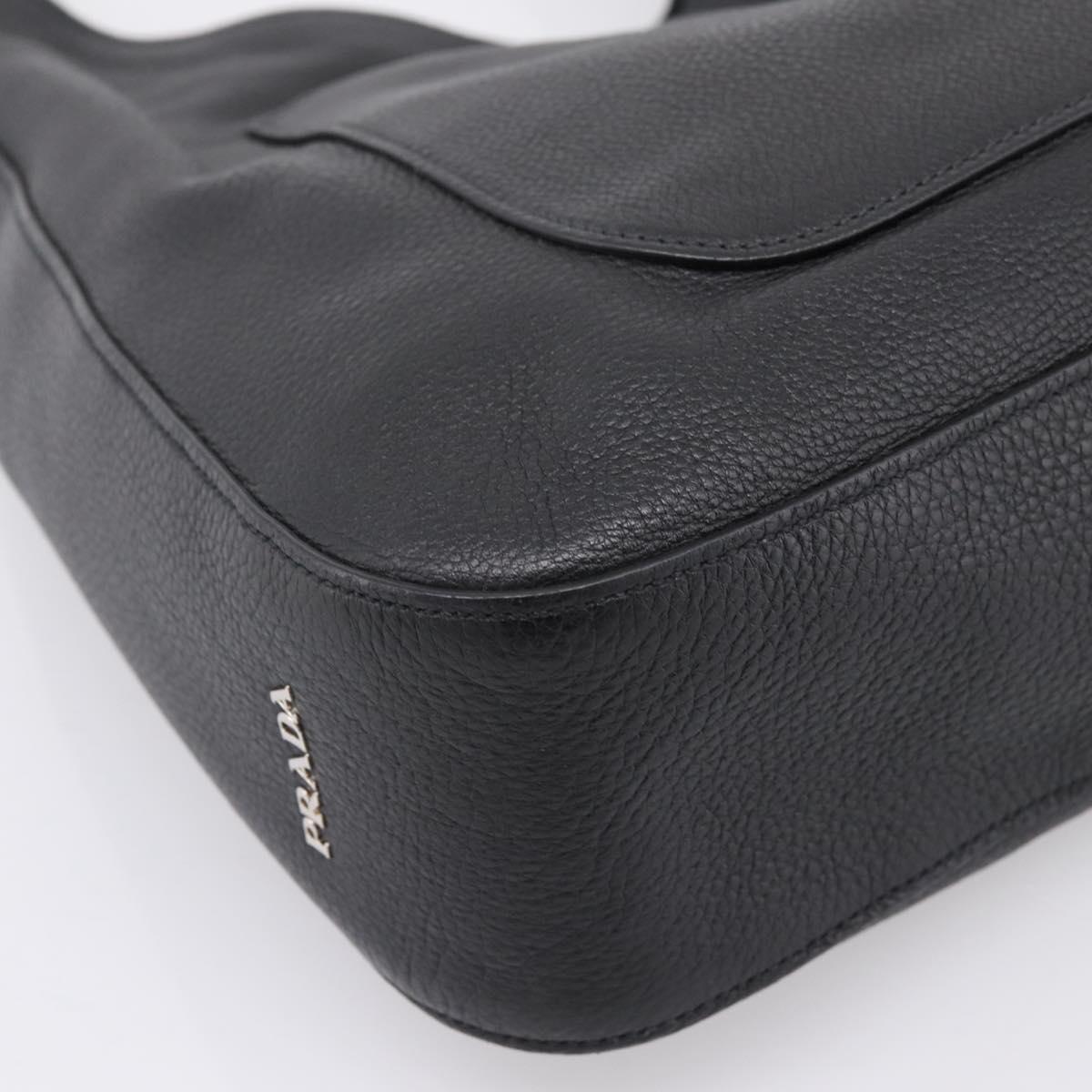 PRADA Shoulder Bag Taurillon Leather Black Auth am12420SAM
