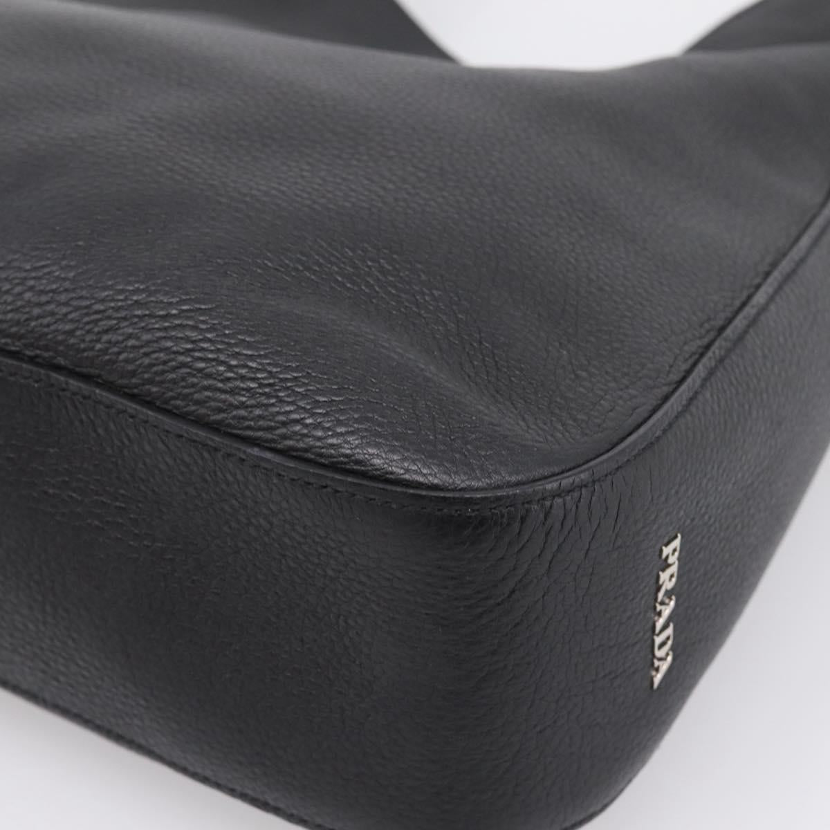 PRADA Shoulder Bag Taurillon Leather Black Auth am12420SAM