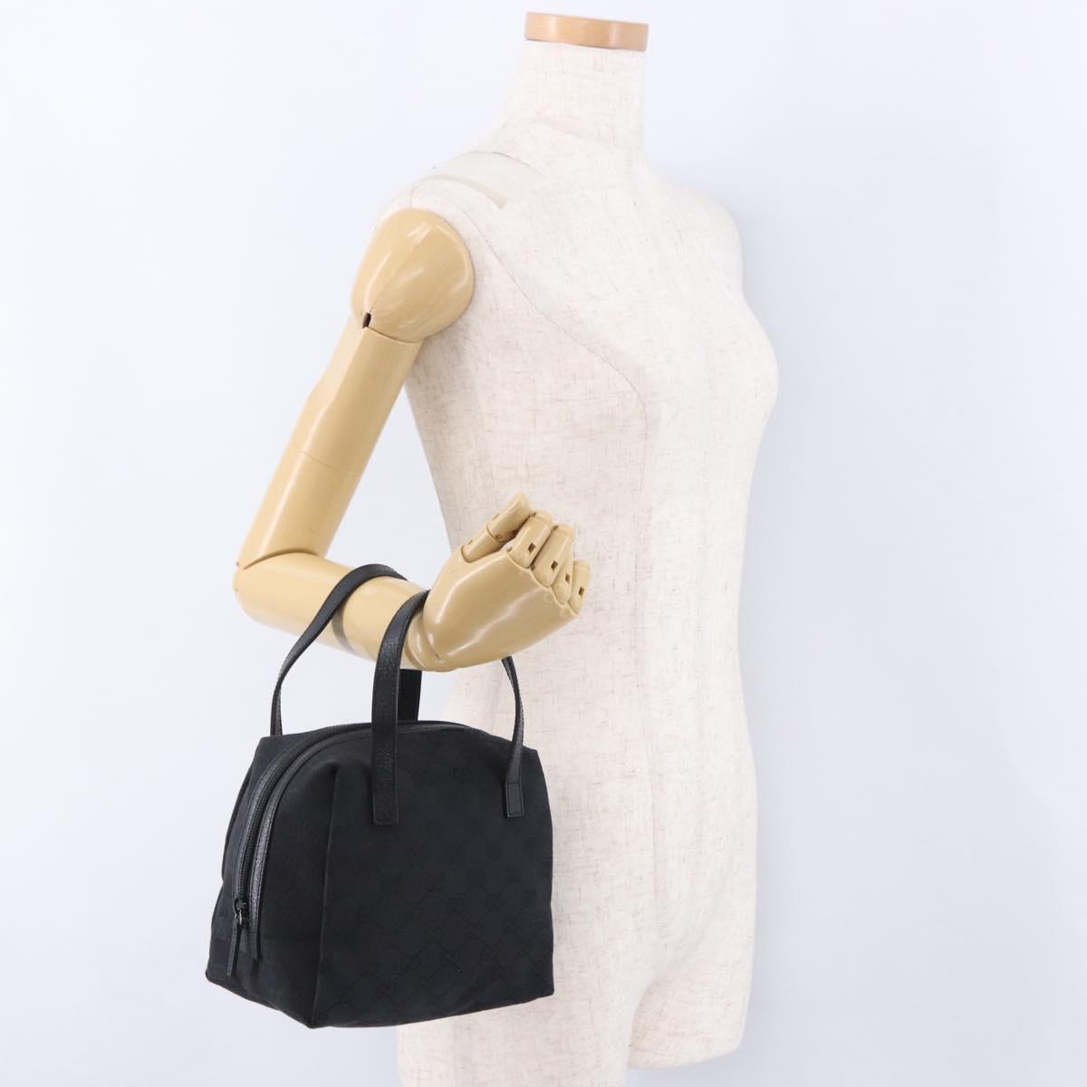 GUCCI GG Canvas Hand Bag Black 124542 Auth am12422V