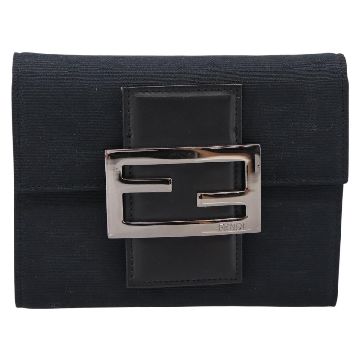 FENDI Zucca Canvas Compact Trifold Wallet Black Auth am12424V