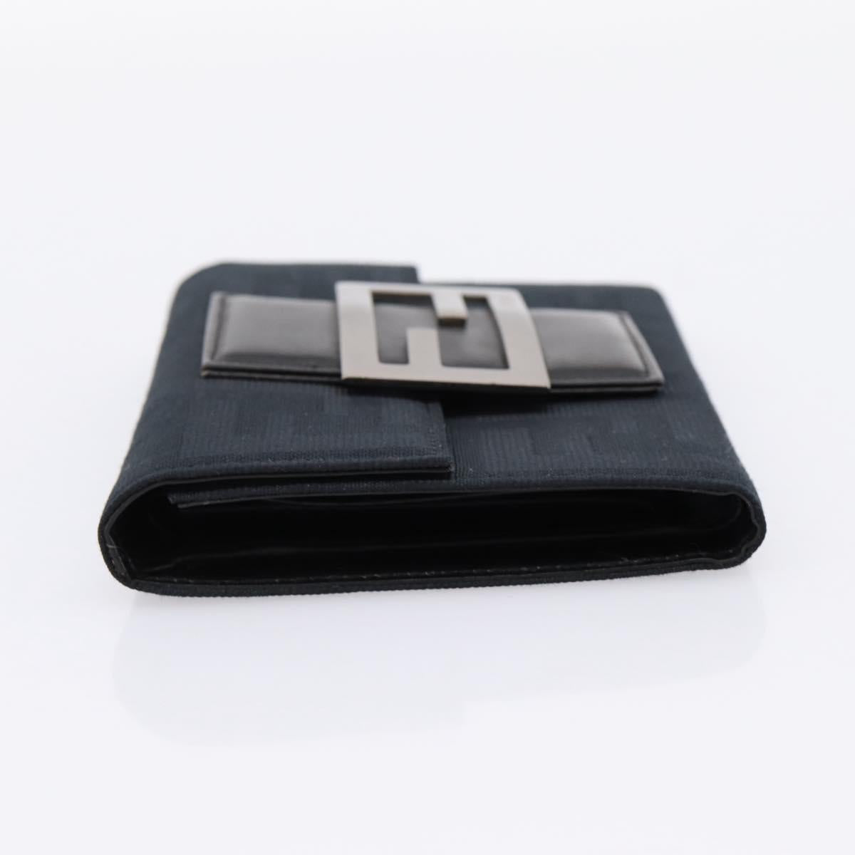FENDI Zucca Canvas Compact Trifold Wallet Black Auth am12424V