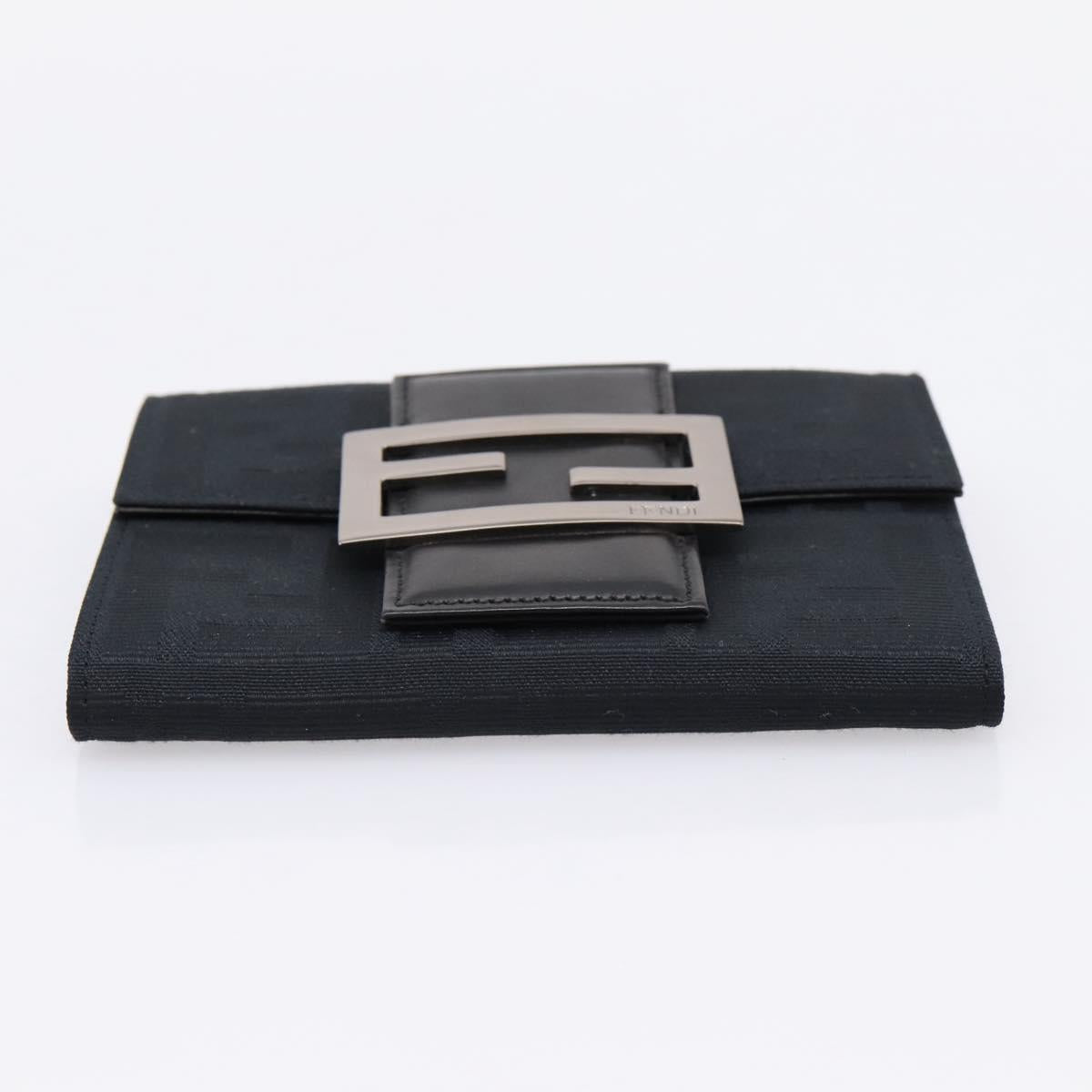 FENDI Zucca Canvas Compact Trifold Wallet Black Auth am12424V