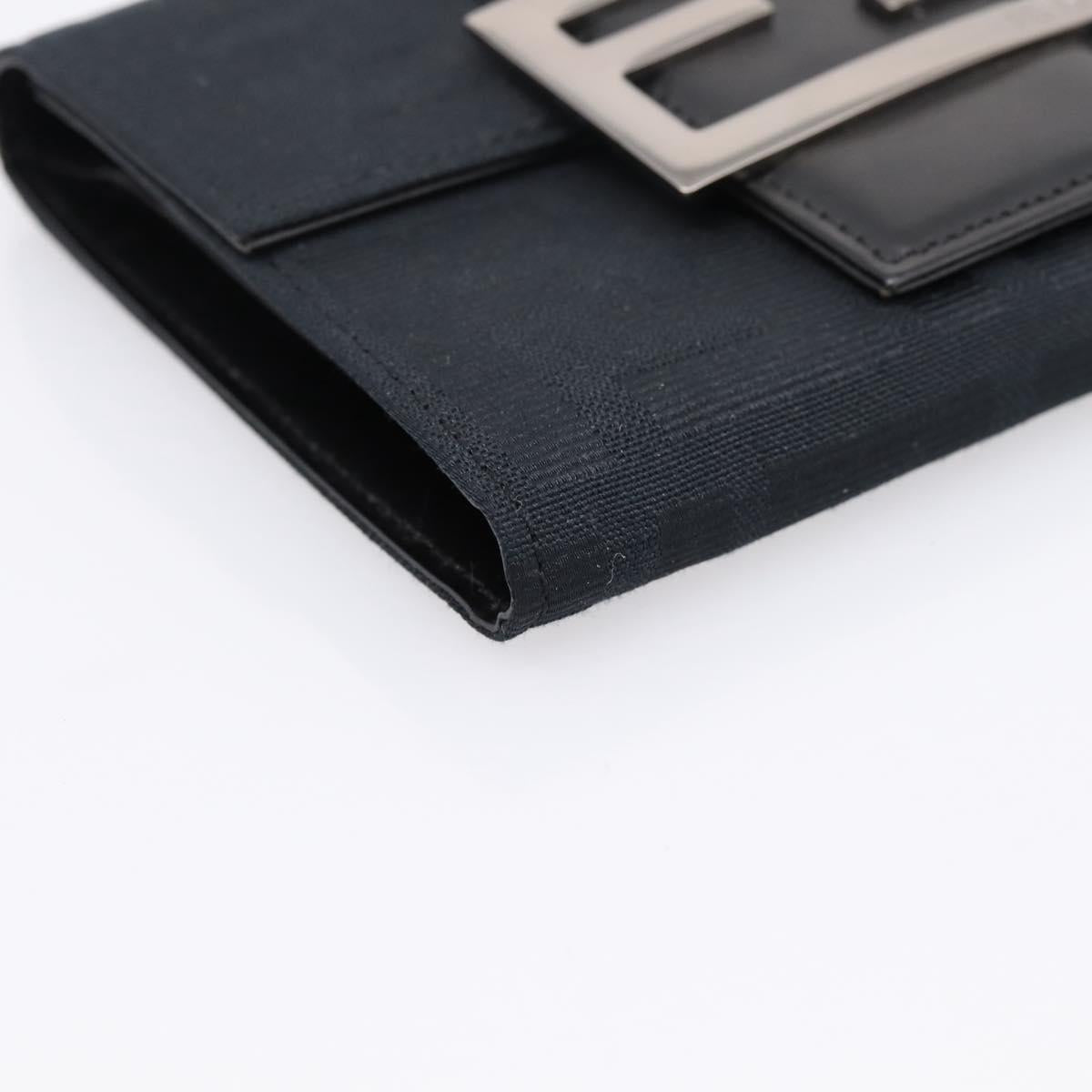 FENDI Zucca Canvas Compact Trifold Wallet Black Auth am12424V