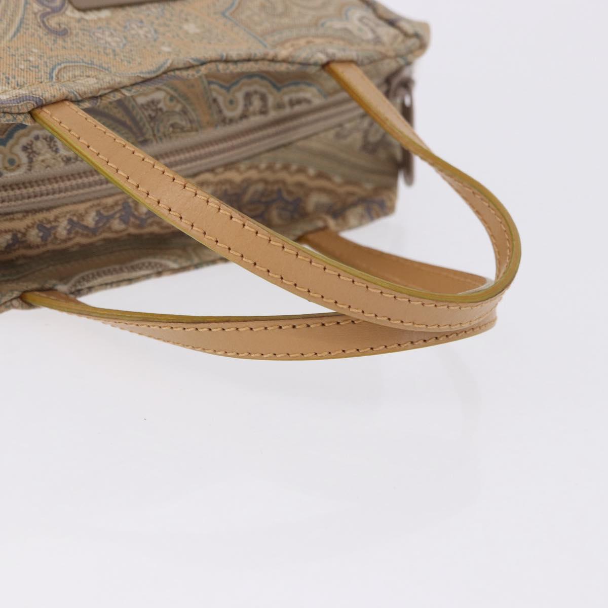 ETRO Paisley Hand Bag Canvas Beige Auth am12428A