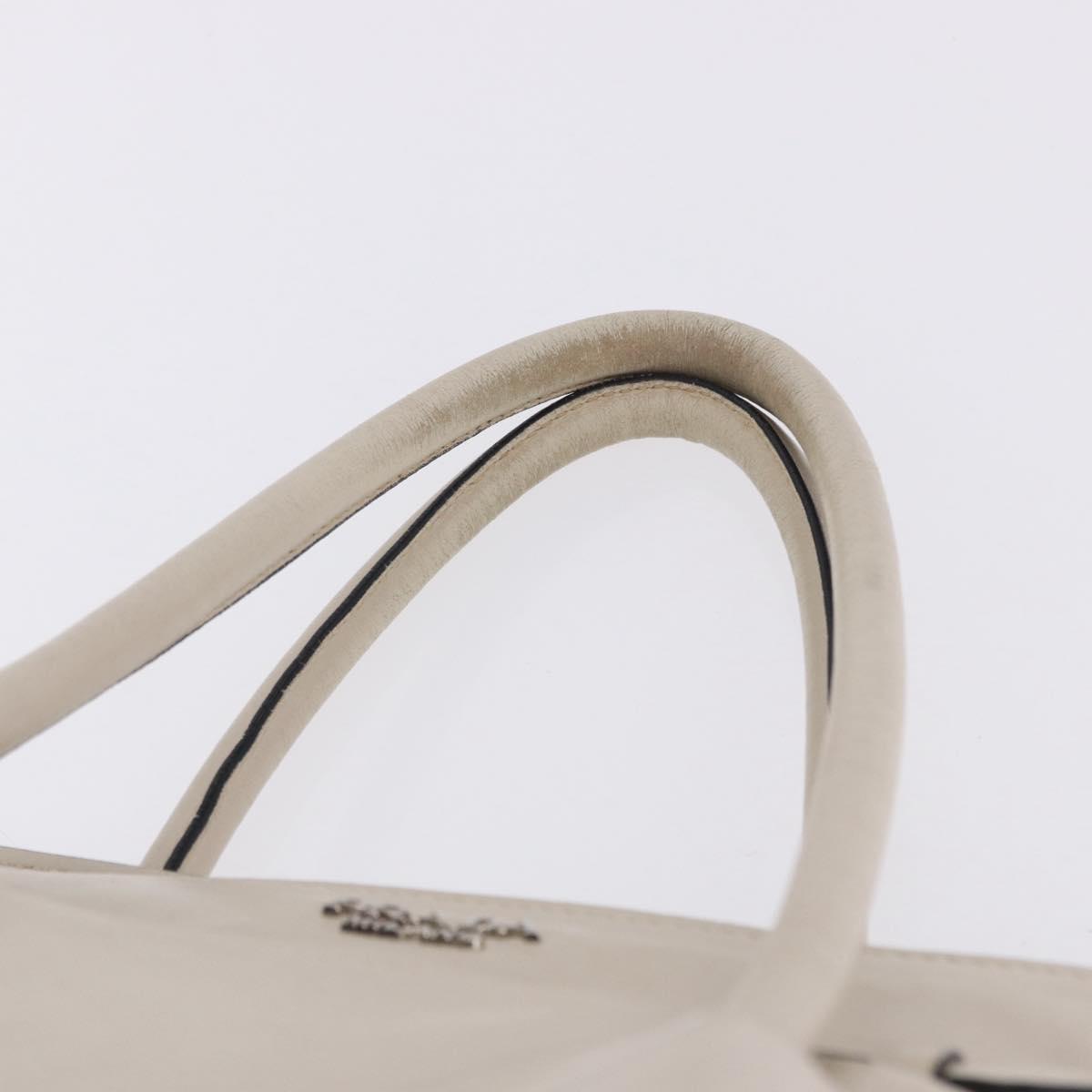 PRADA Hand Tote Bag Leather White Silver BN2611 Auth am12429A