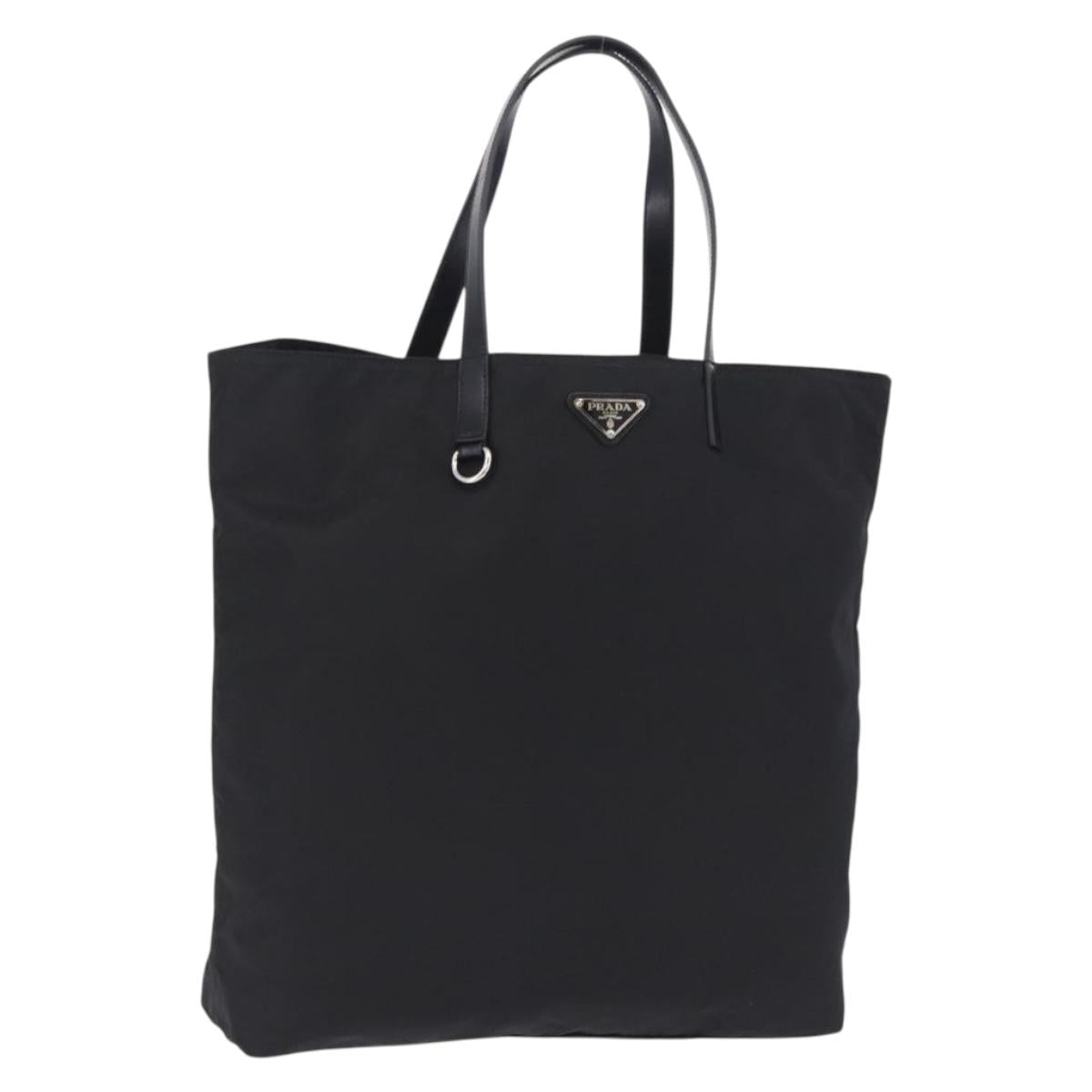 PRADA Tote Bag Nylon Black Silver Auth am12430V
