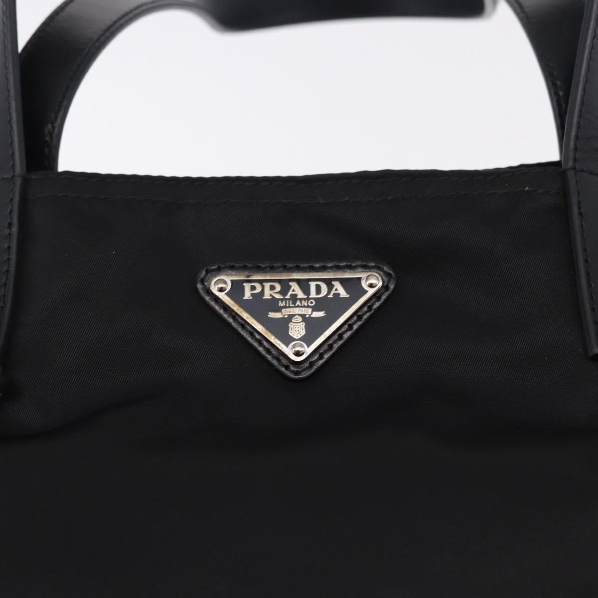 PRADA Tote Bag Nylon Black Silver Auth am12430V