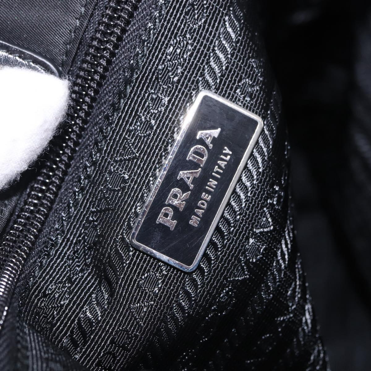 PRADA Tote Bag Nylon Black Silver Auth am12430V