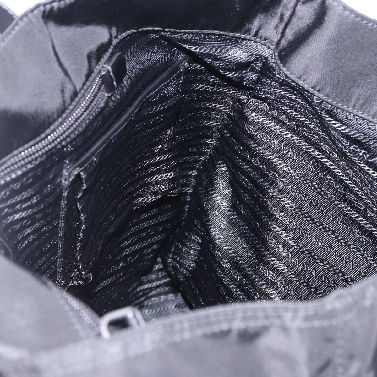 PRADA Tote Bag Nylon Black Silver Auth am12430V