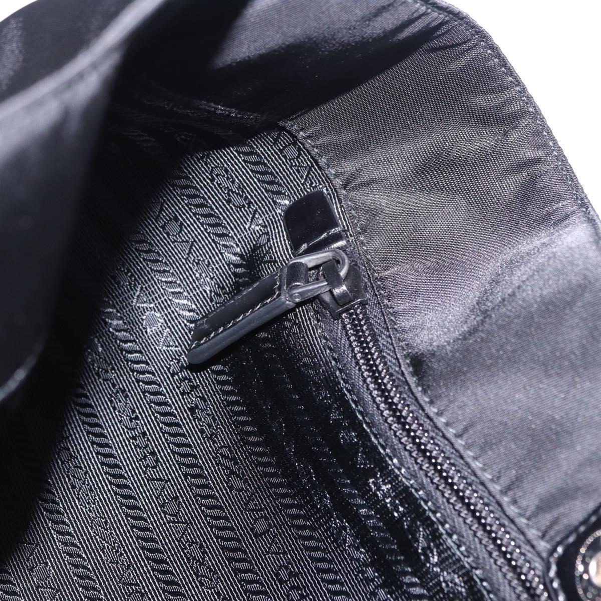 PRADA Tote Bag Nylon Black Silver Auth am12430V