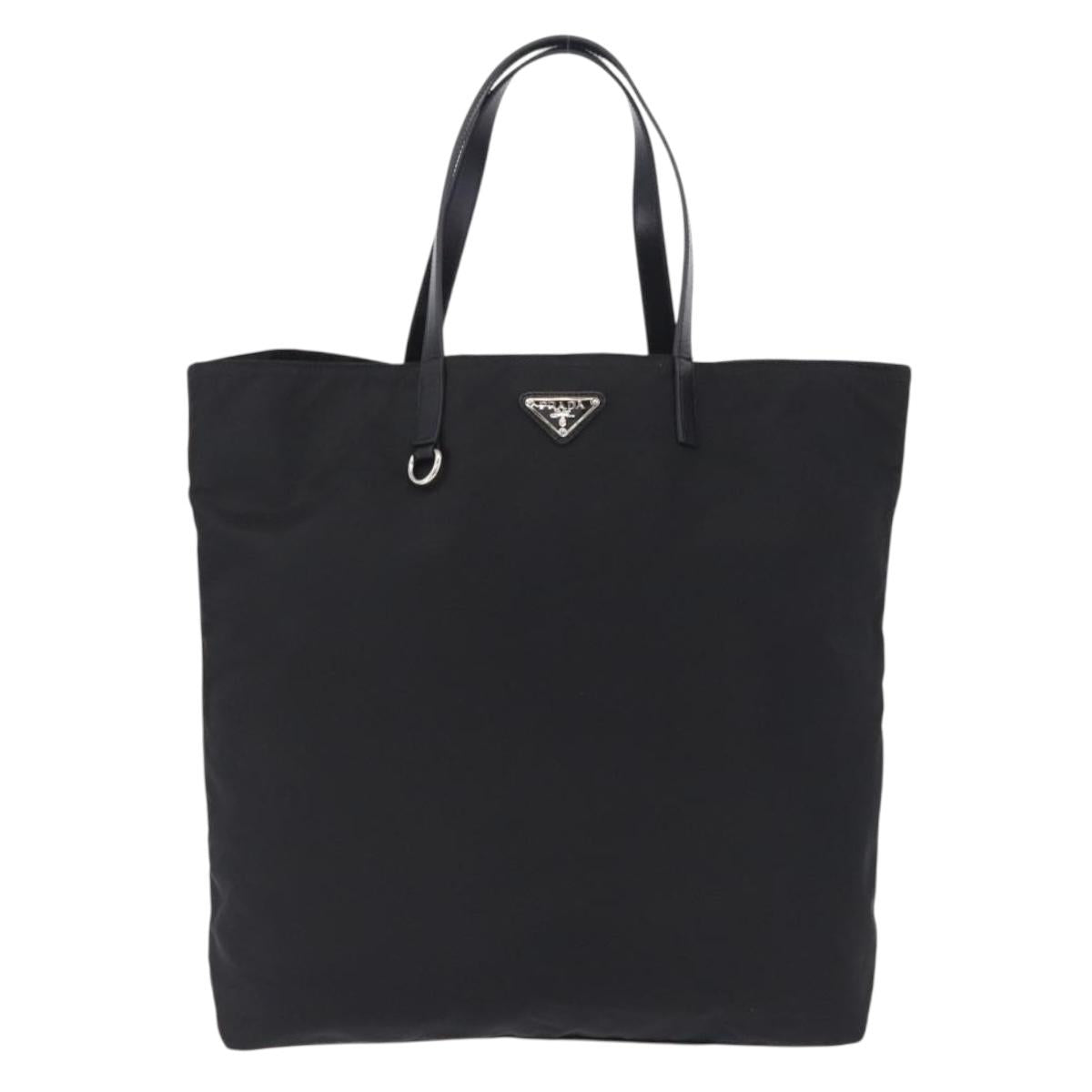 PRADA Tote Bag Nylon Black Silver Auth am12430V
