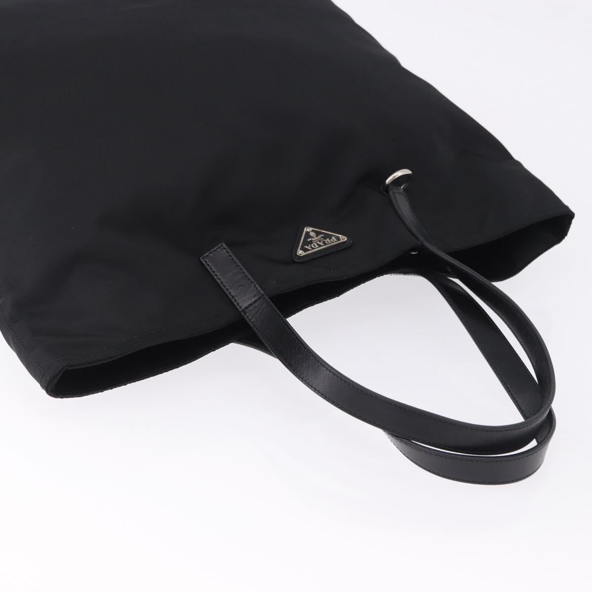PRADA Tote Bag Nylon Black Silver Auth am12430V